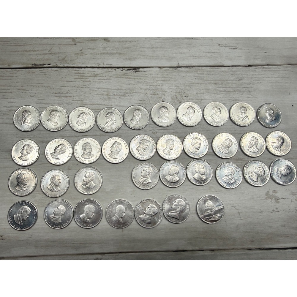Vintage Shell Presidential Game Coin Tokens Set 1-36 Missing 24 Plus US Capitol